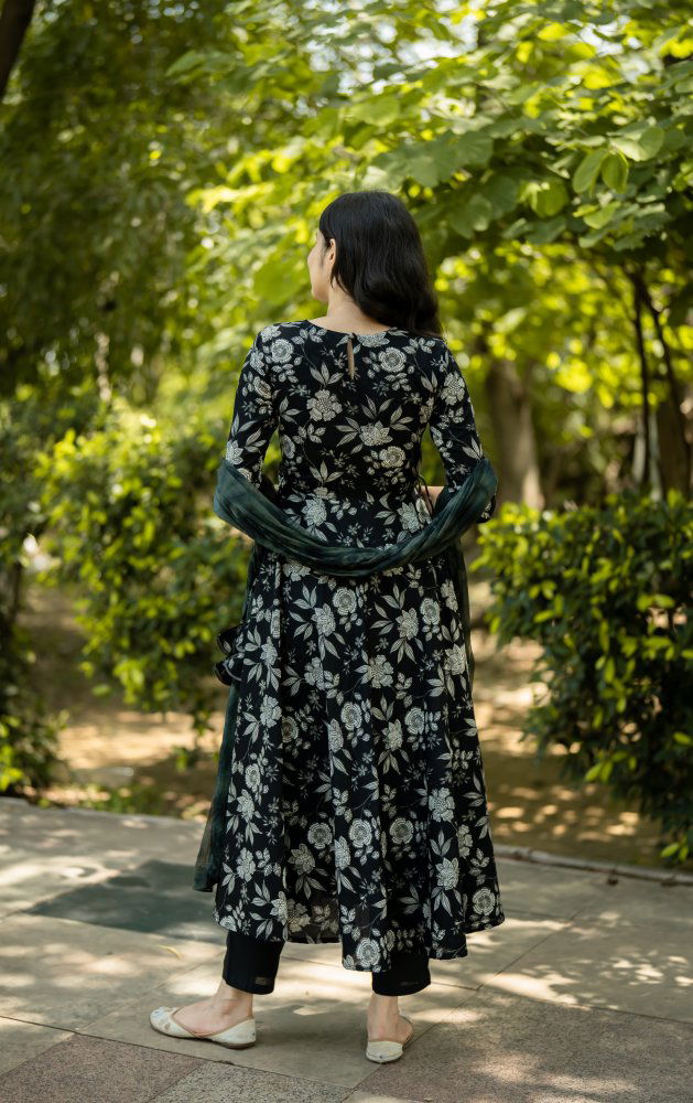 Akshar Designer Cotton Printed Anarkali Kurti With Bottom Dupatta Wholesale Shop In Surat
